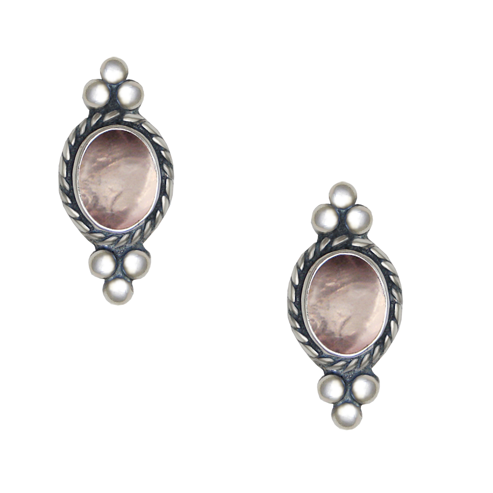 Sterling Silver Rose Quartz Post Stud Earrings